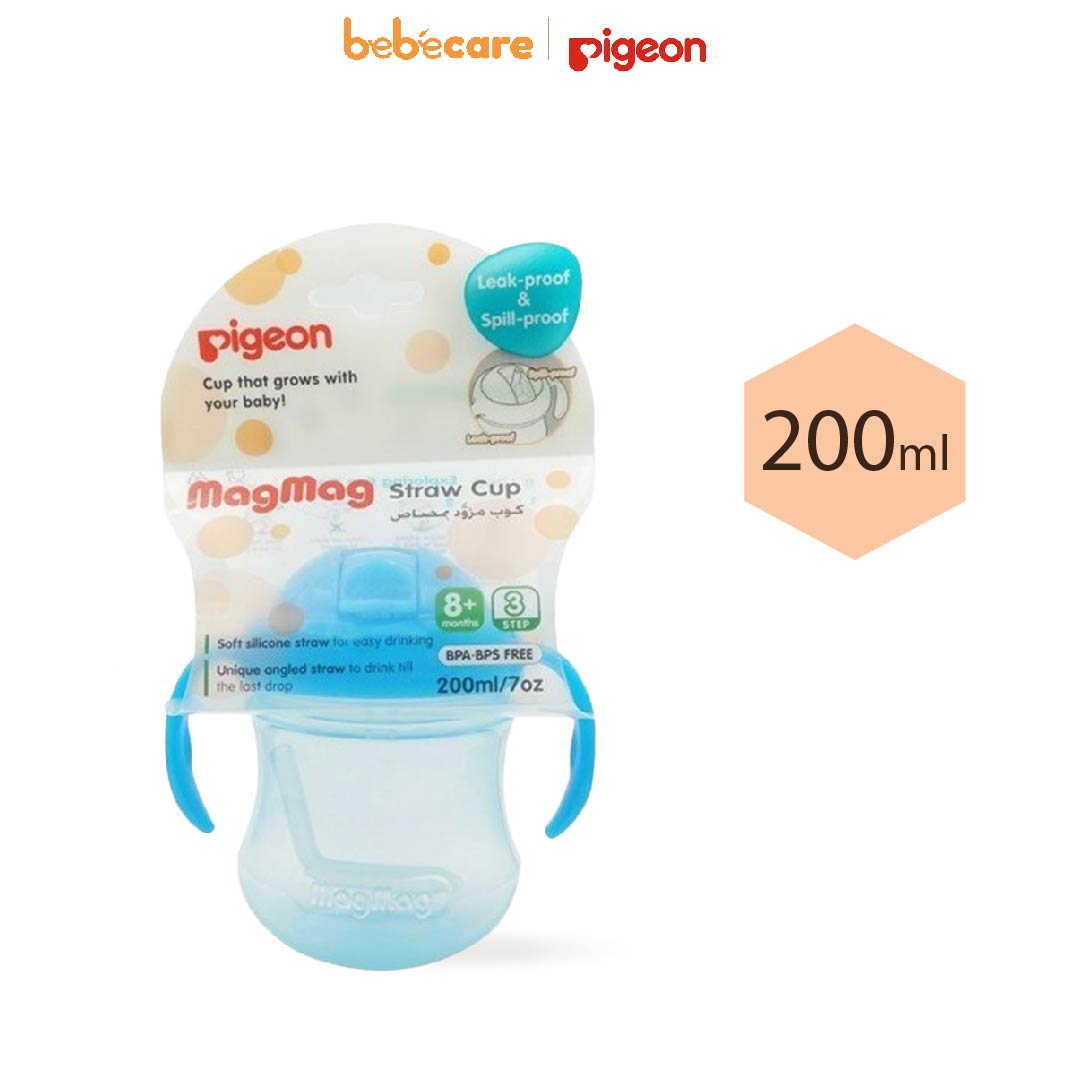 Pigeon (1080)-Ly Mag Mag Ống Hút Pigeon 200ml (Xanh Dương)